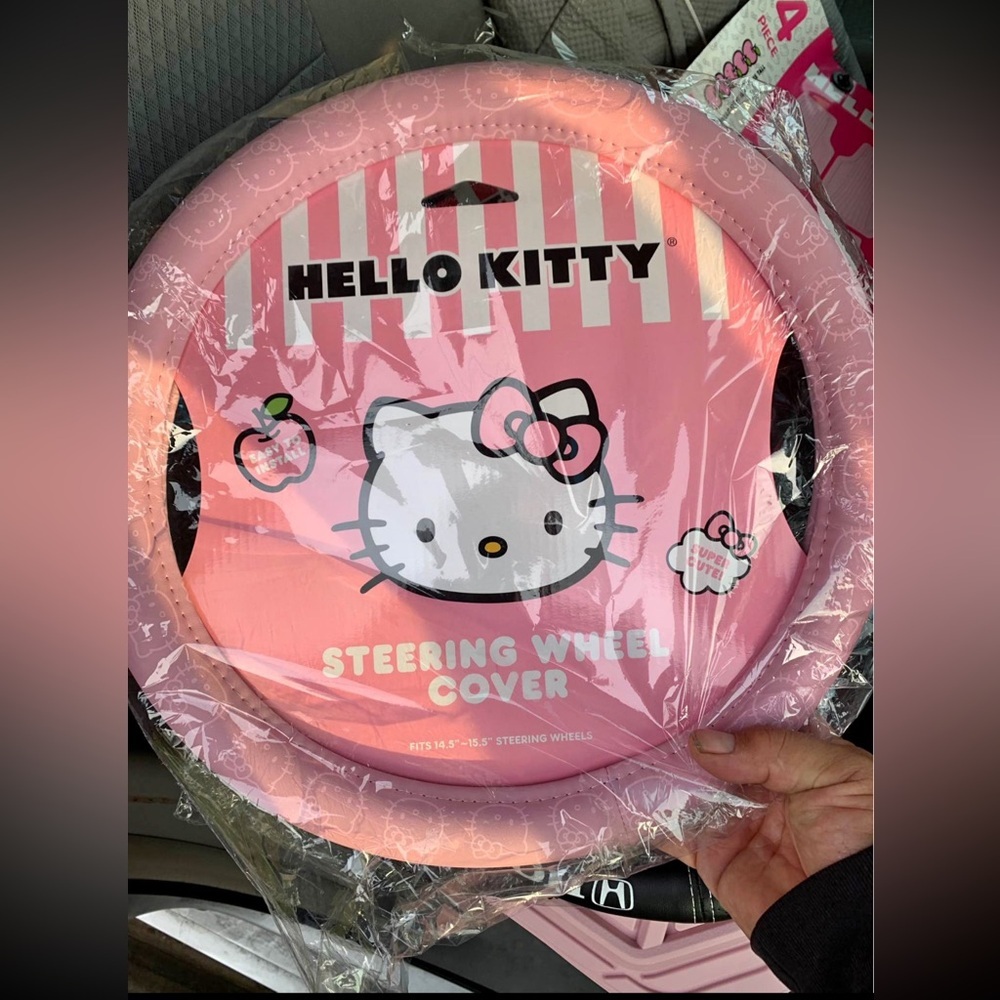 Hello Kitty Pink Steering Wheel Cover with Cute Design